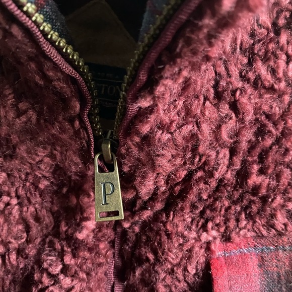 Pendleton Ladies' Fuzzy Sherpa Zip Burgundy Preppy Dark Academia Jacket M - Picture 8 of 16